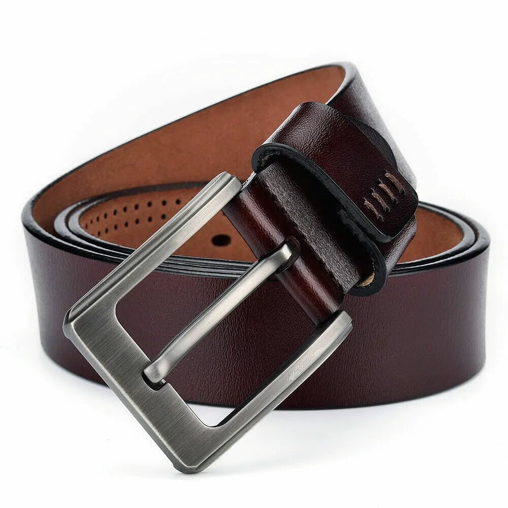 Men's 100% Genuine Leather Belts Square Buckle Brown 36-inch waist - Classic Fashion DealsMen's 100% Genuine Leather Belts Square Buckle Brown 36-inch waistBeltunbrandedClassic Fashion Deals