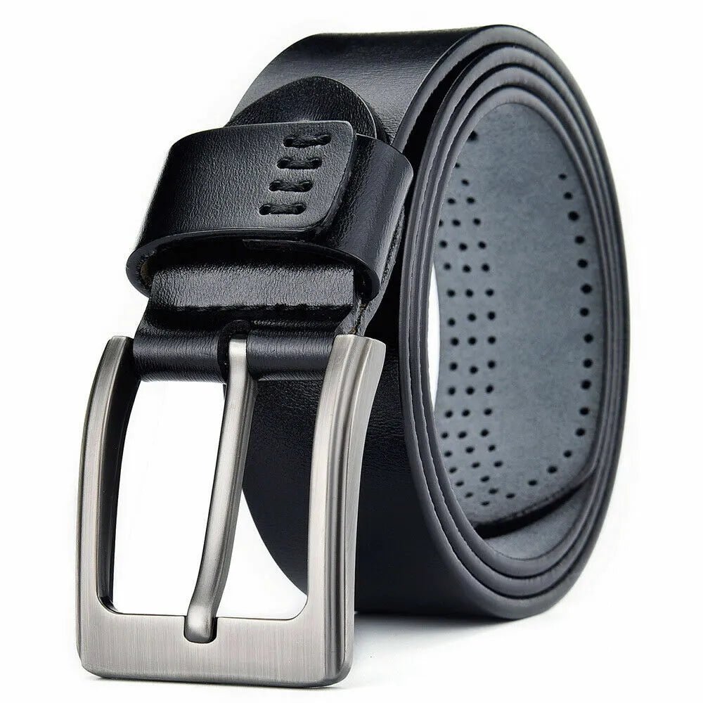 Men's 100% Genuine Leather Belts Square Buckle various size 34-inch ...