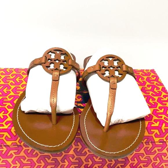 Tory Burch slippers Gabriel flat thong veg leather size 11 woman