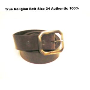 True religion Belt dark brown 34 genuine leather gunmetal buckle New