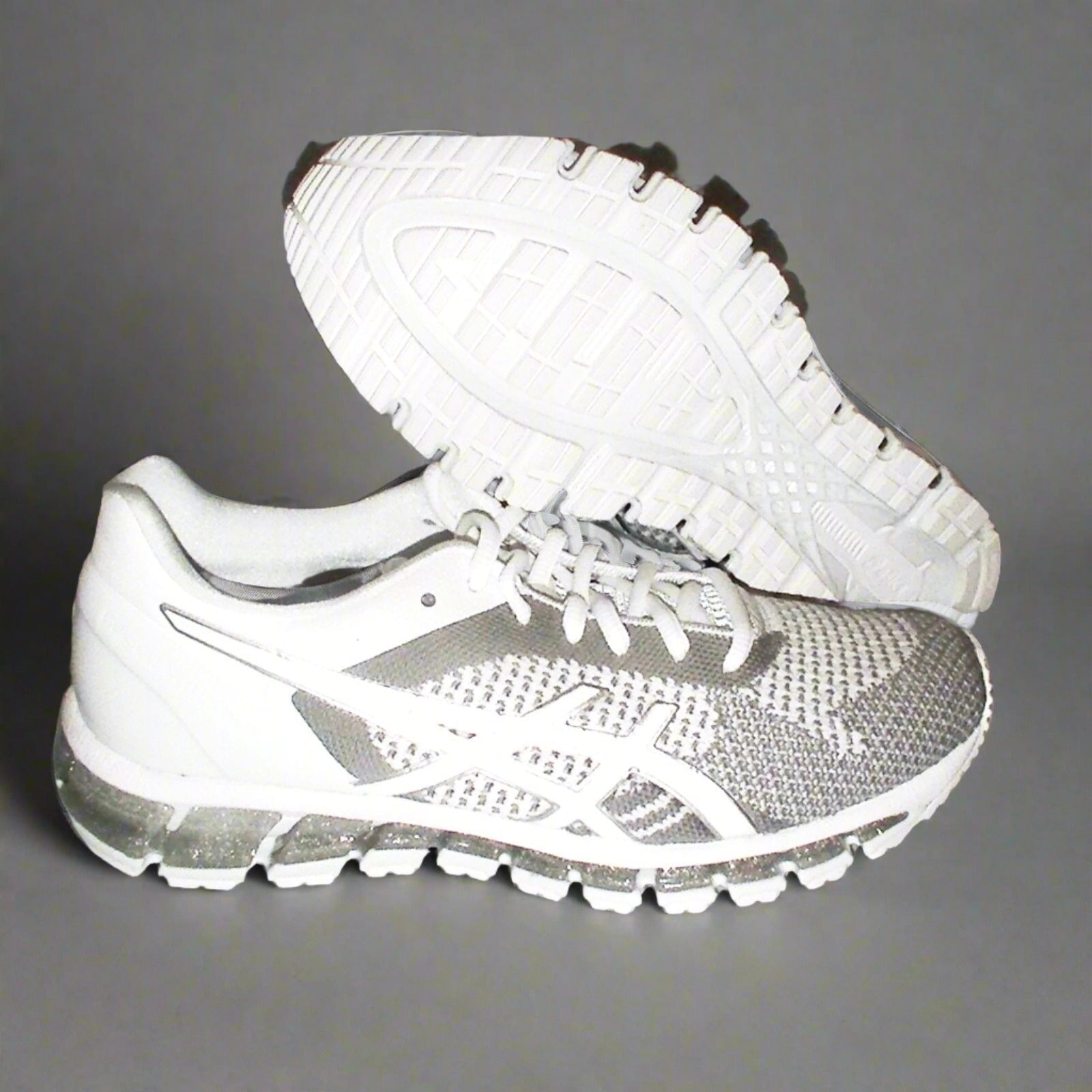 Asics women's running shoes gel quantum 360 knit white snow silver size 8 us