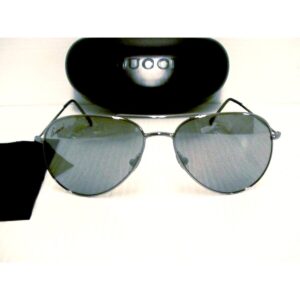 Gucci GG1287/S New Sunglasses Half Mirror Silver Frame gray lenses