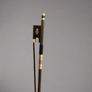 Carbon Fiber Gold Braided Black Hair Violin Bow with Case New