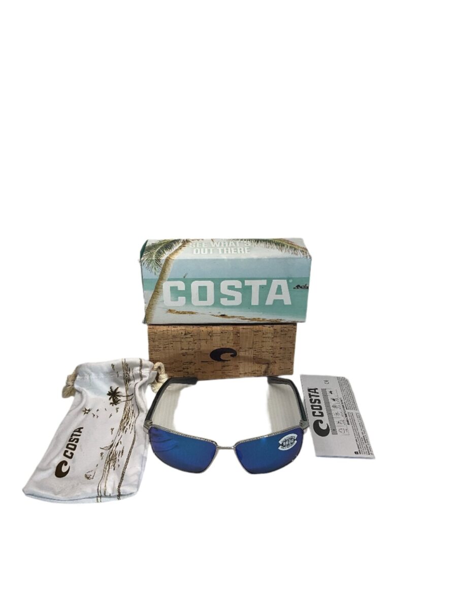 Costa Del Mar sunglasses men shinny silver blue mirror 580G 1 Costa Del Mar men sunglasses