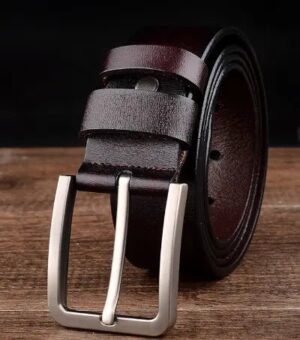 Men’s 100% Genuine Leather Belts Square Buckle Brown 32 inch waist