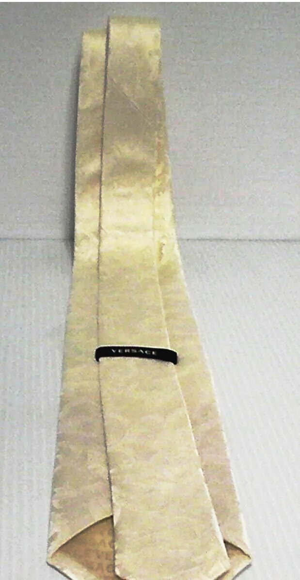 VERSACE MENS TIE MEDUSA 100% SILK OFF WHITE floral - Image 4