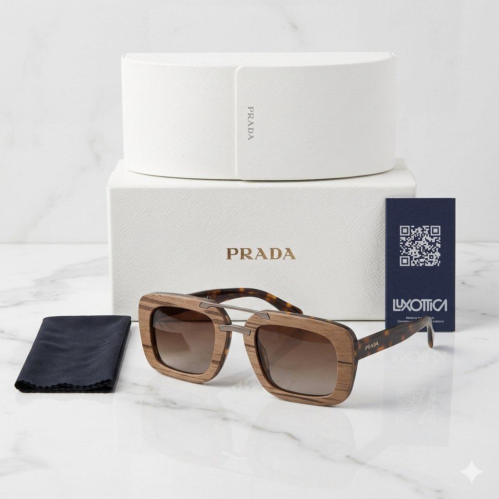 Prada women's sunglasses 30RS wood frame brown lenses New 10 Prada women's sunglasses 30RS wood frame brown lenses New - Image 8