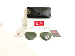 Ray ban rb3025 Aviator Gold Frame green polarized lenses 58mm New