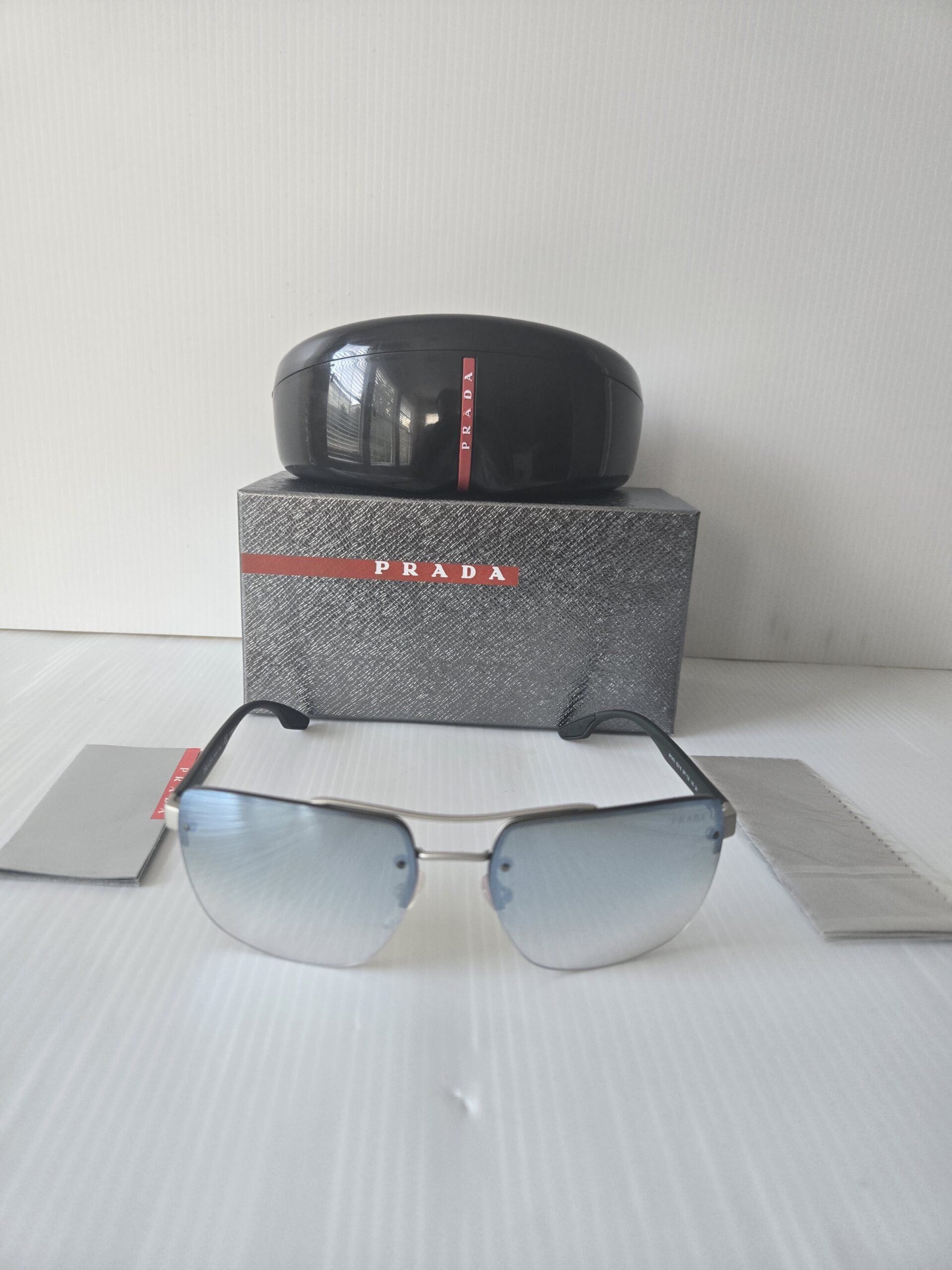 Prada 0ps 60us polarized sunglasses square mirror lenses