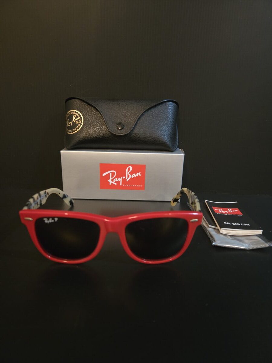 Ray ban rb2140 red frame polarized sunglasses Ray-Ban RB2140 red polarized sunglasses front view"