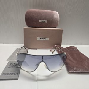 Miu Miu Women’s Sunglasses 67U Shield Grey Lenses New