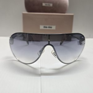Miu Miu Women’s Sunglasses 67U Shield Grey Lenses New